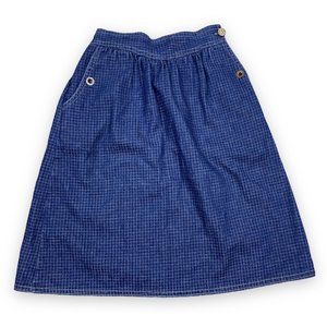 Vtg Bryan & Co Girls Plaid Denim Jean Skit Cotton Made in USA Buttons Sz 12￼